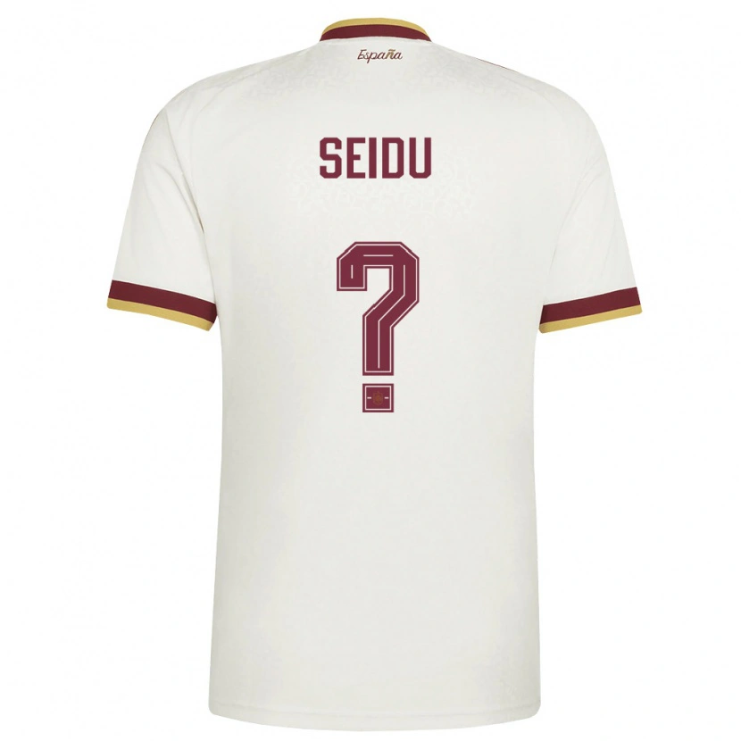 Danxen Men Spain Taufik Seidu #0 Off-White Burgundy Away Jersey 26-28 T-Shirt