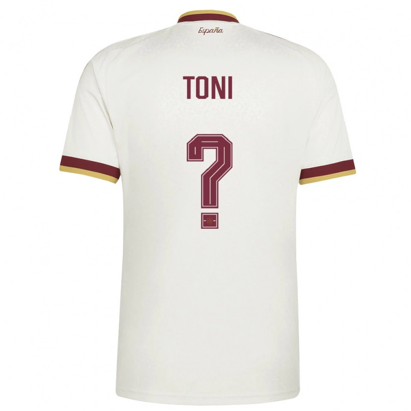 Danxen Men Spain Toni Fernández #0 Off-White Burgundy Away Jersey 26-28 T-Shirt