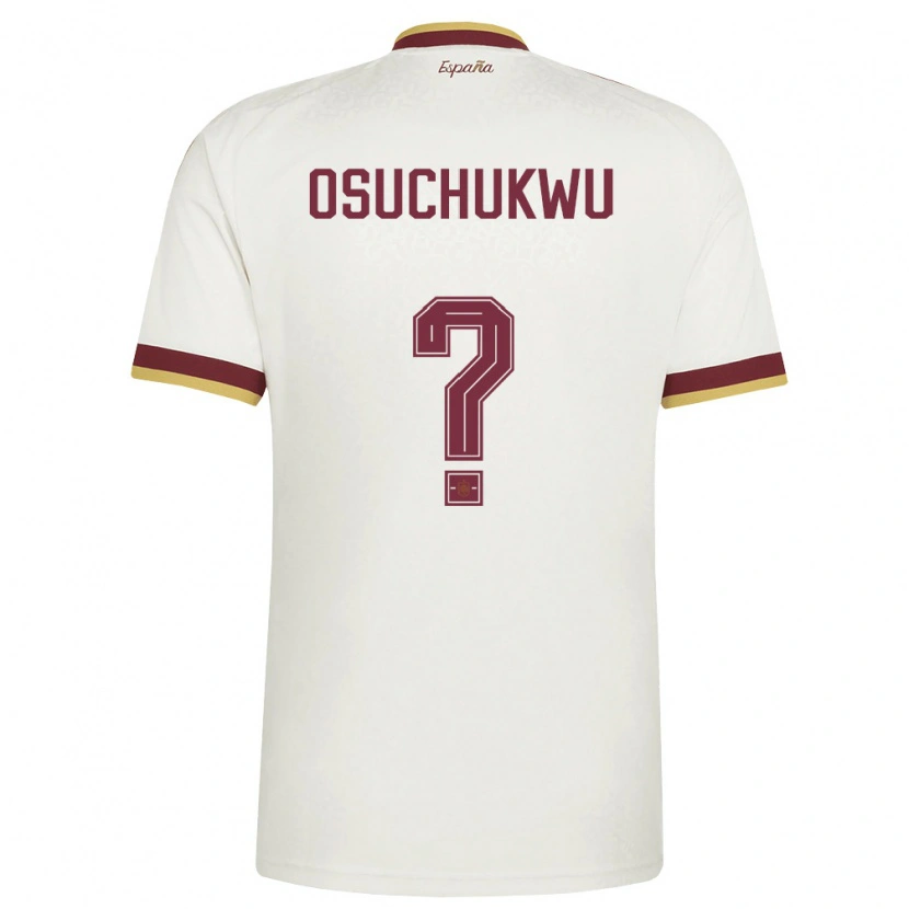Danxen Men Spain Darlington Osuchukwu #0 Off-White Burgundy Away Jersey 26-28 T-Shirt