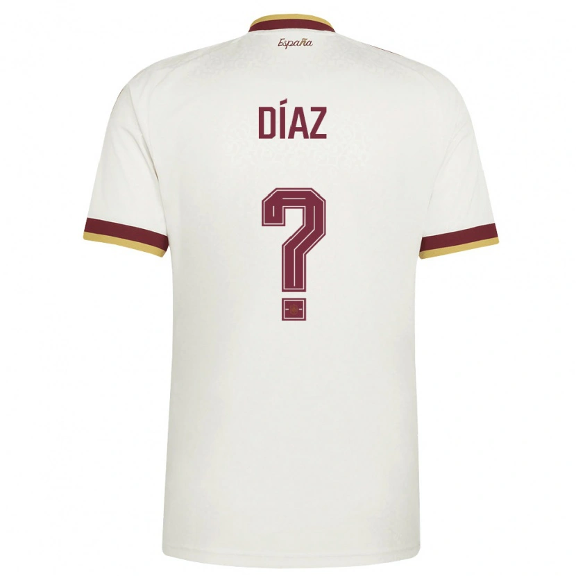 Danxen Men Spain Mario Díaz #0 Off-White Burgundy Away Jersey 26-28 T-Shirt