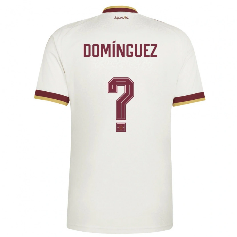 Danxen Men Spain Jorge Domínguez #0 Off-White Burgundy Away Jersey 26-28 T-Shirt