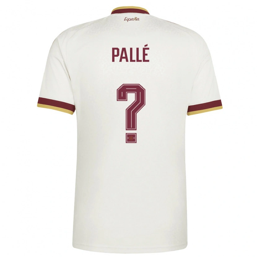 Danxen Men Spain Joel Pallé #0 Off-White Burgundy Away Jersey 26-28 T-Shirt