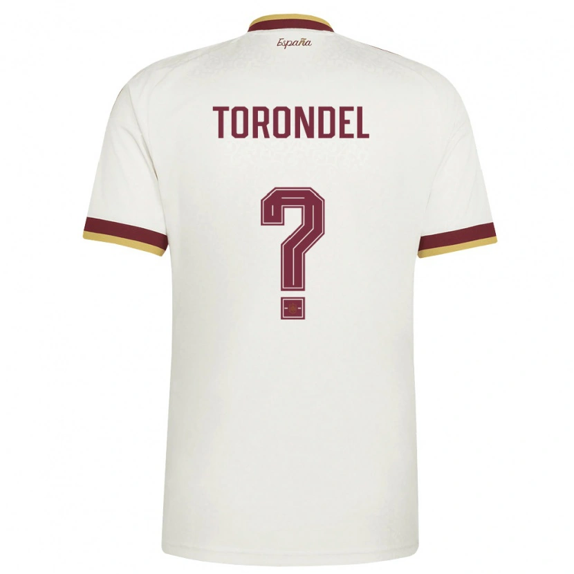 Danxen Men Spain Aitor Torondel #0 Off-White Burgundy Away Jersey 26-28 T-Shirt