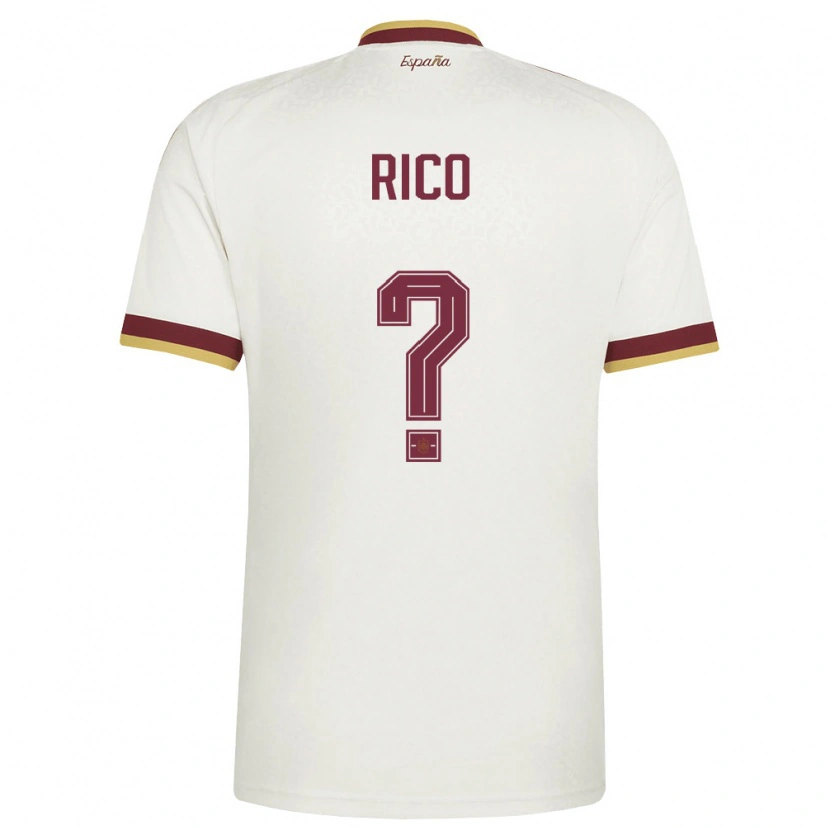 Danxen Men Spain Leo Rico #0 Off-White Burgundy Away Jersey 26-28 T-Shirt