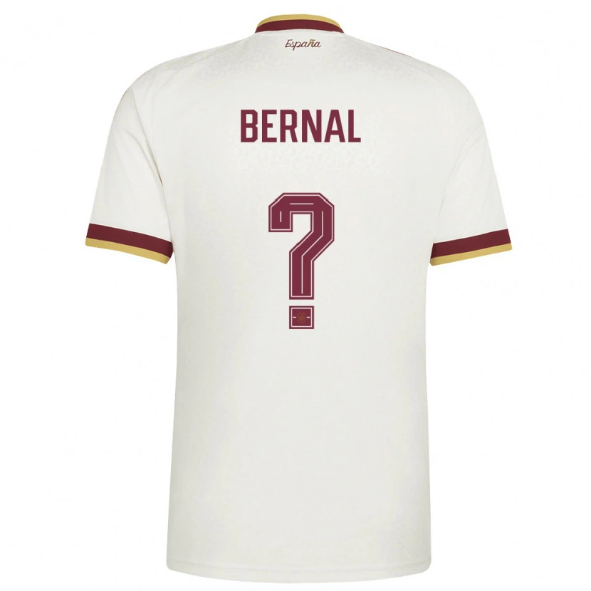 Danxen Men Spain Lucas Bernal #0 Off-White Burgundy Away Jersey 26-28 T-Shirt