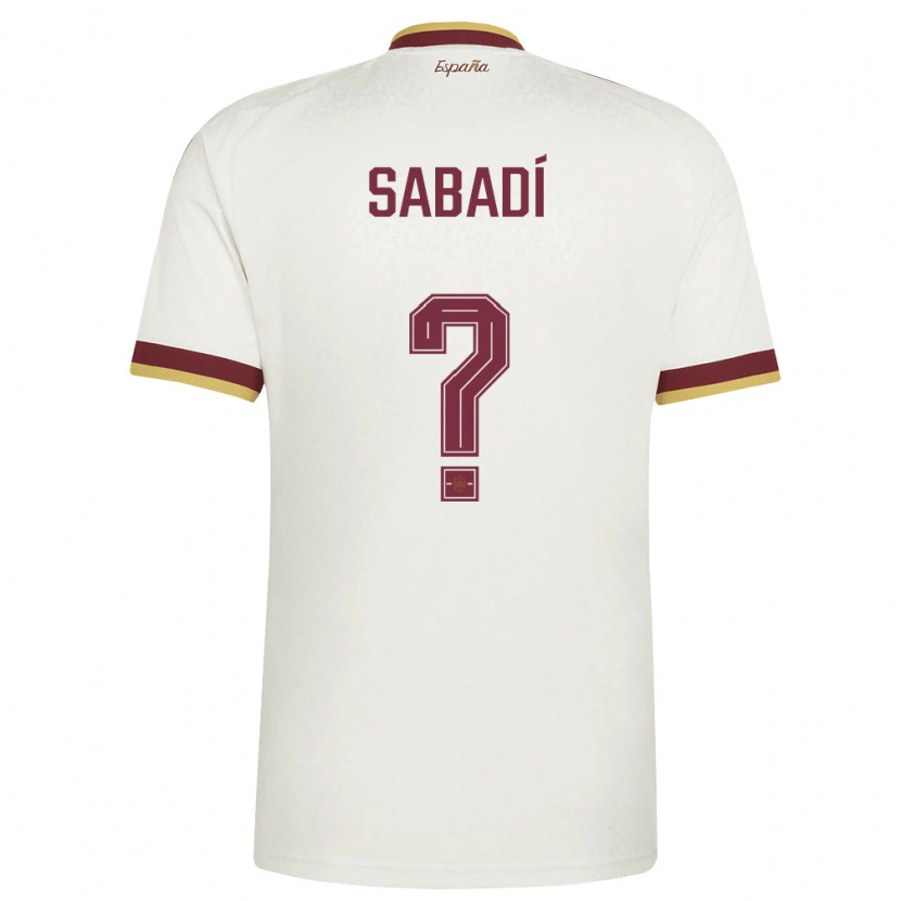 Danxen Men Spain Pol Sabadí #0 Off-White Burgundy Away Jersey 26-28 T-Shirt