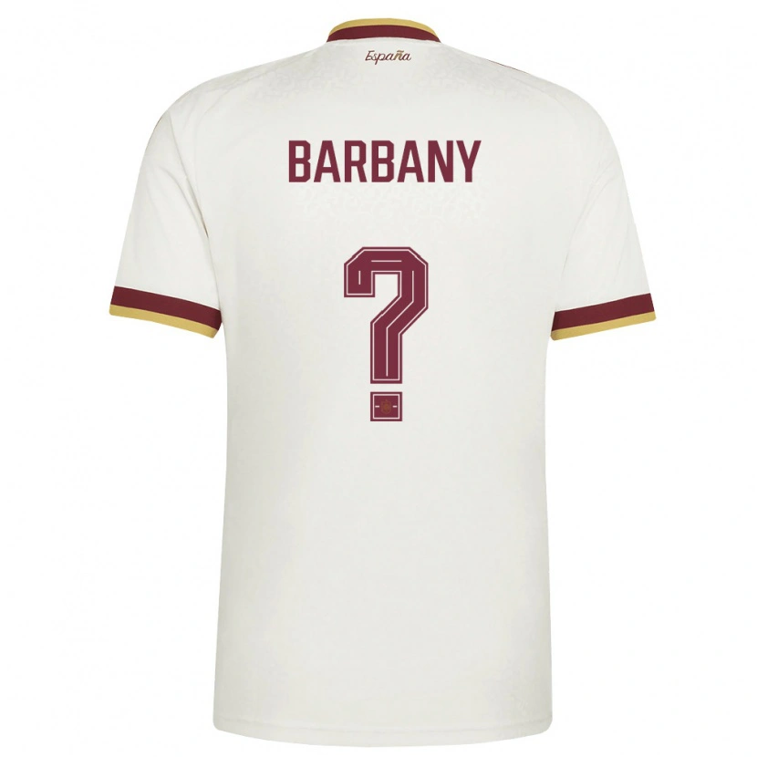 Danxen Men Spain Víctor Barbany #0 Off-White Burgundy Away Jersey 26-28 T-Shirt