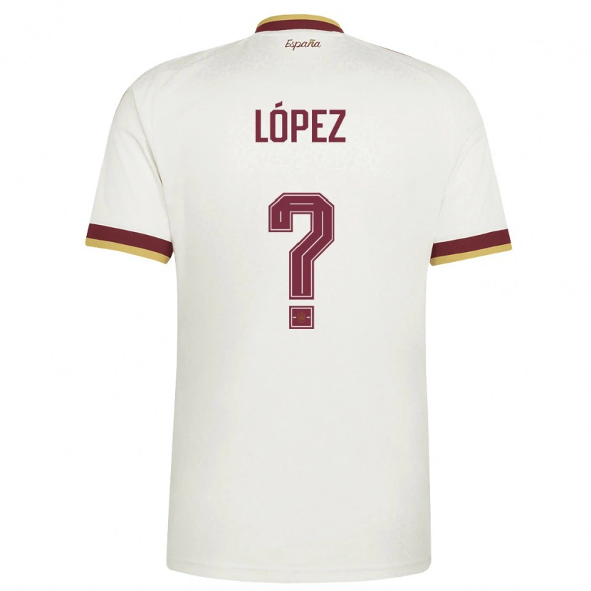 Danxen Men Spain Mikel López #0 Off-White Burgundy Away Jersey 26-28 T-Shirt