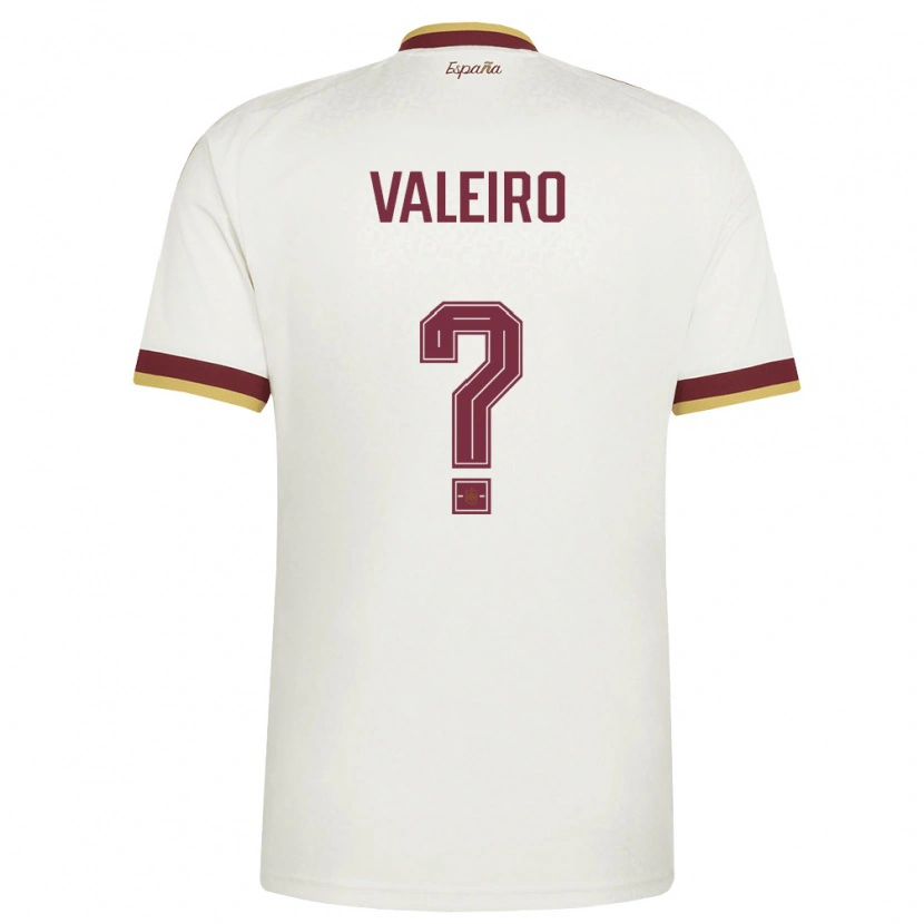 Danxen Men Spain Mauro Valeiro #0 Off-White Burgundy Away Jersey 26-28 T-Shirt
