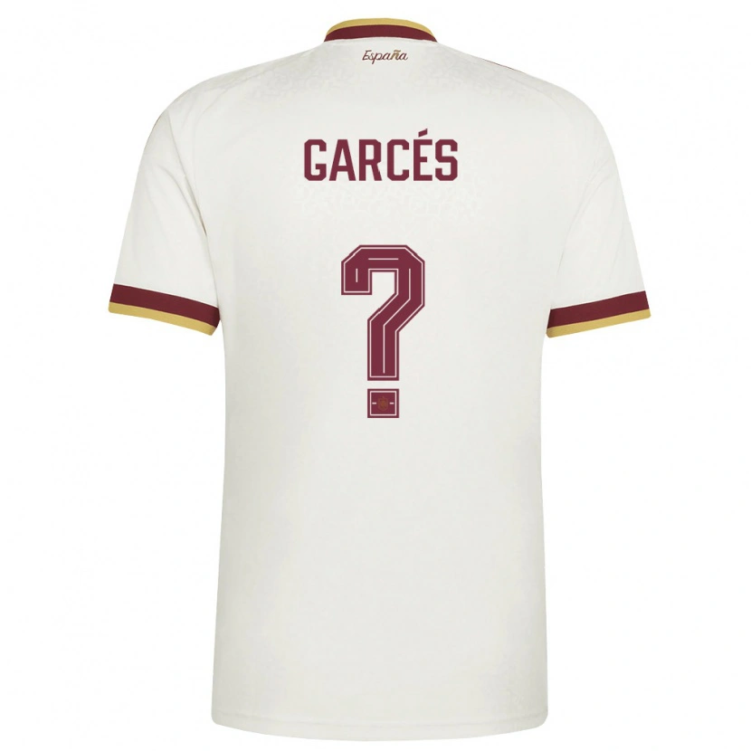 Danxen Men Spain Hugo Garcés #0 Off-White Burgundy Away Jersey 26-28 T-Shirt