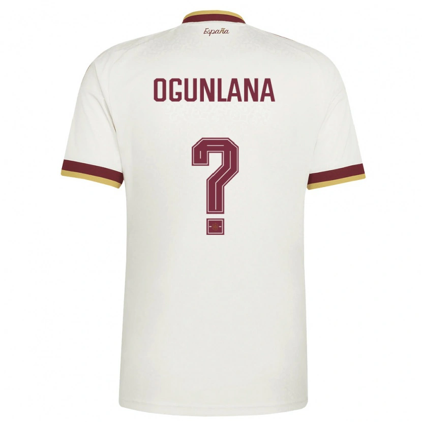 Danxen Men Spain Edeson Ogunlana #0 Off-White Burgundy Away Jersey 26-28 T-Shirt