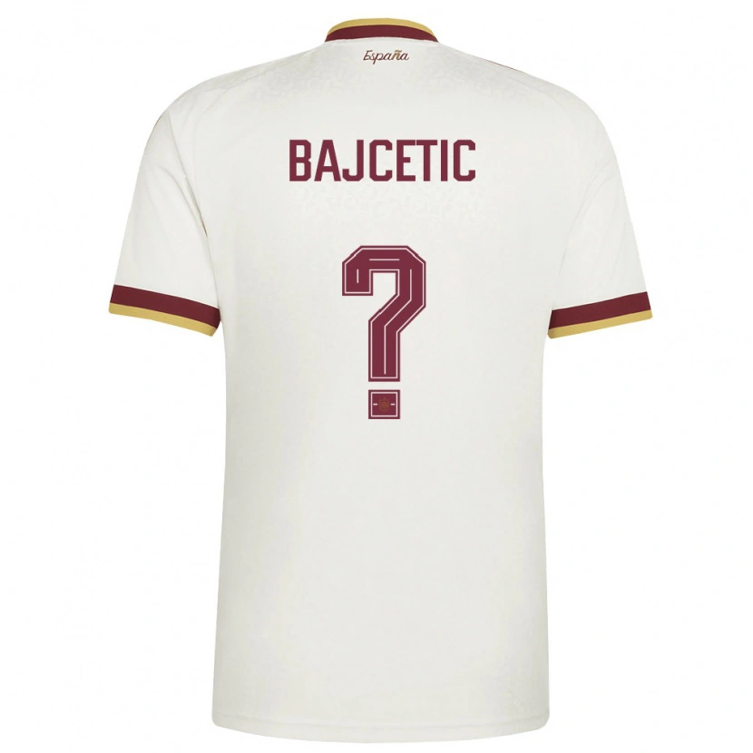 Danxen Men Spain Stefan Bajcetic #0 Off-White Burgundy Away Jersey 26-28 T-Shirt