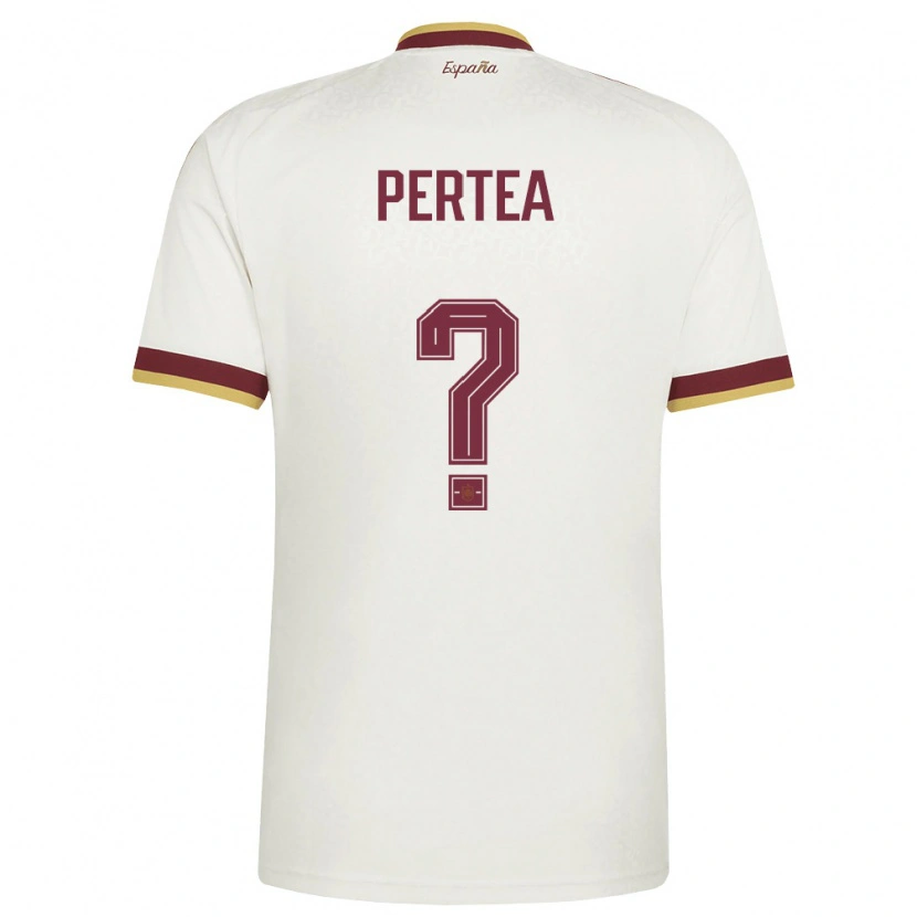 Danxen Men Spain Raúl Pertea #0 Off-White Burgundy Away Jersey 26-28 T-Shirt