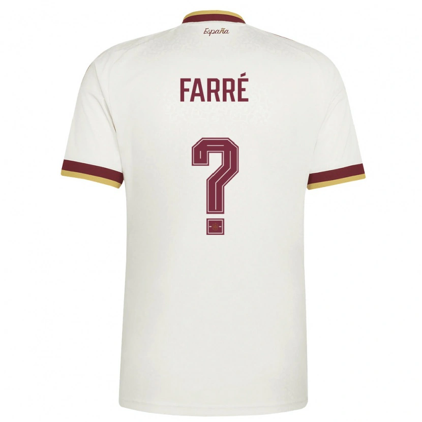 Danxen Men Spain Landry Farré #0 Off-White Burgundy Away Jersey 26-28 T-Shirt