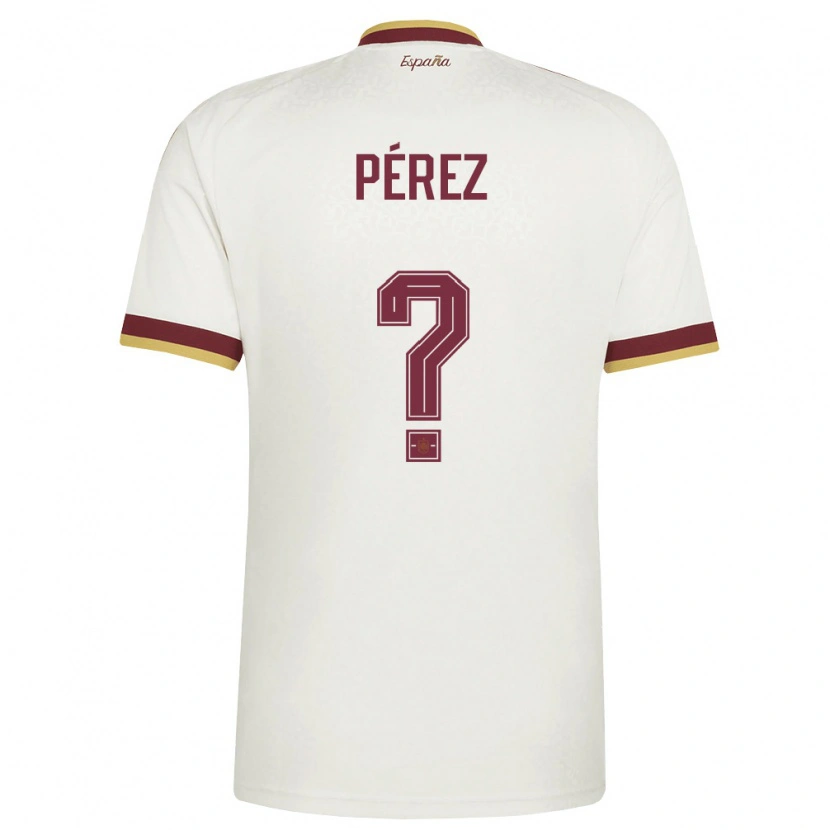 Danxen Men Spain Luismi Pérez #0 Off-White Burgundy Away Jersey 26-28 T-Shirt