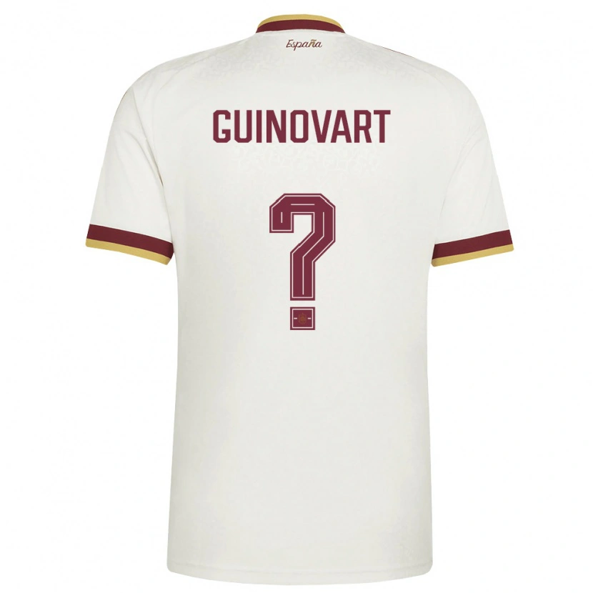Danxen Men Spain Martí Guinovart #0 Off-White Burgundy Away Jersey 26-28 T-Shirt