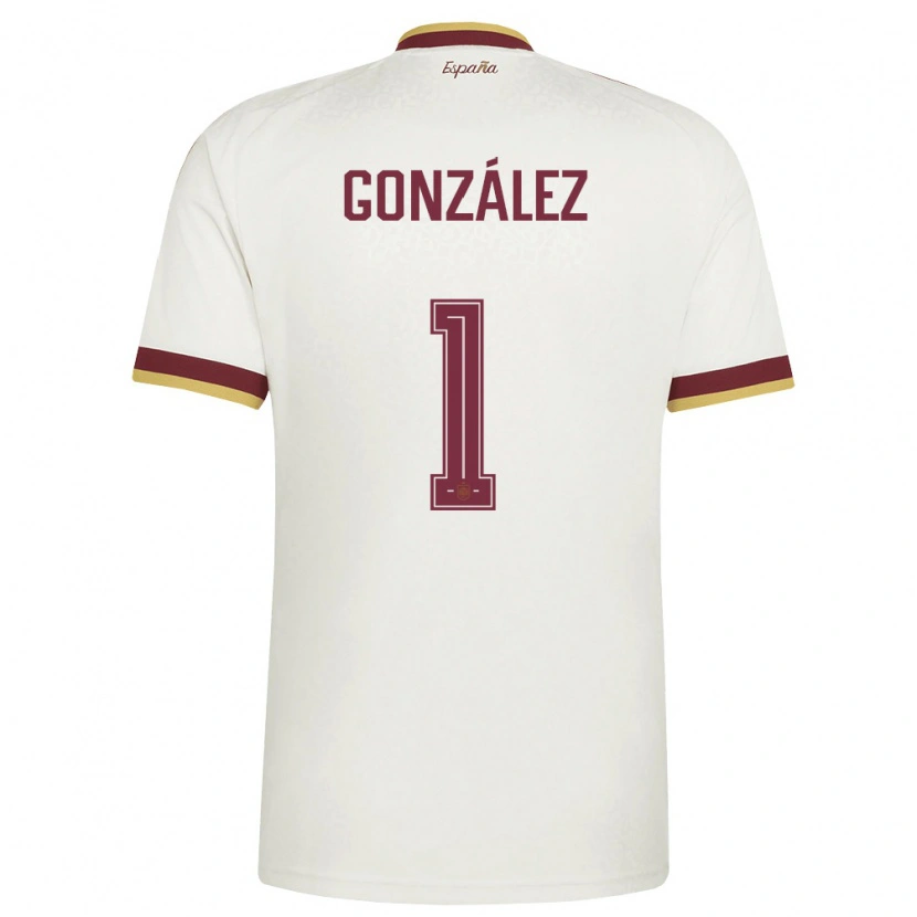 Danxen Men Spain Fran González #1 Off-White Burgundy Away Jersey 26-28 T-Shirt