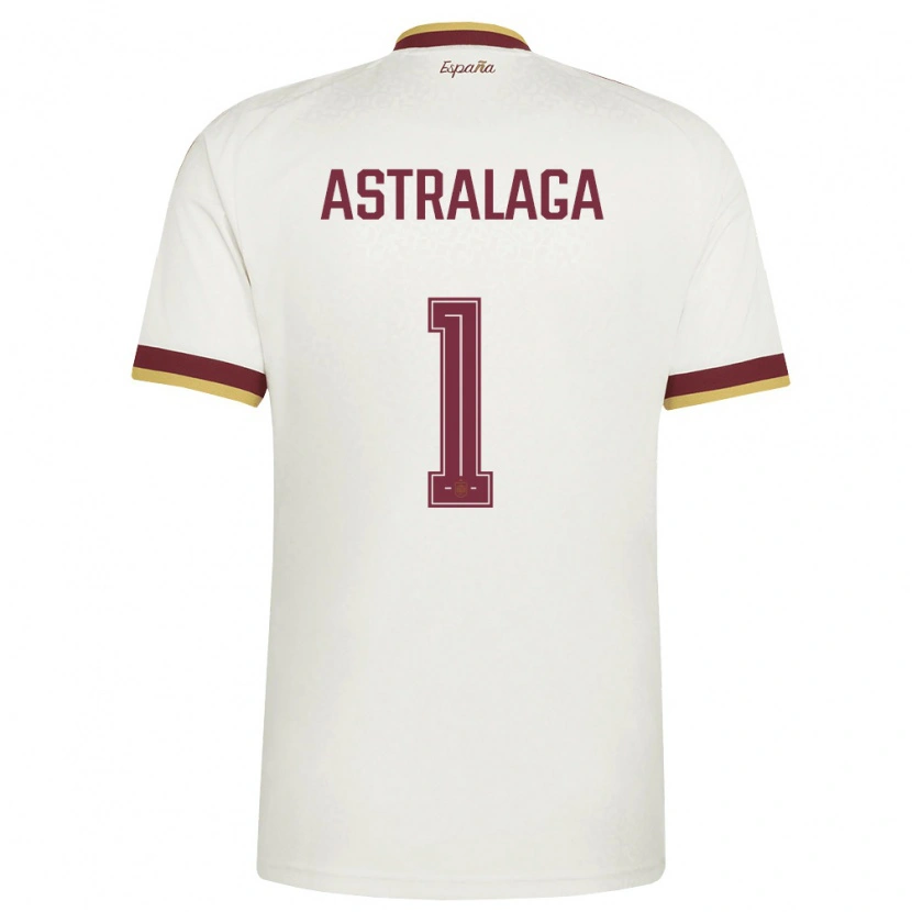 Danxen Men Spain Ander Astralaga #1 Off-White Burgundy Away Jersey 26-28 T-Shirt