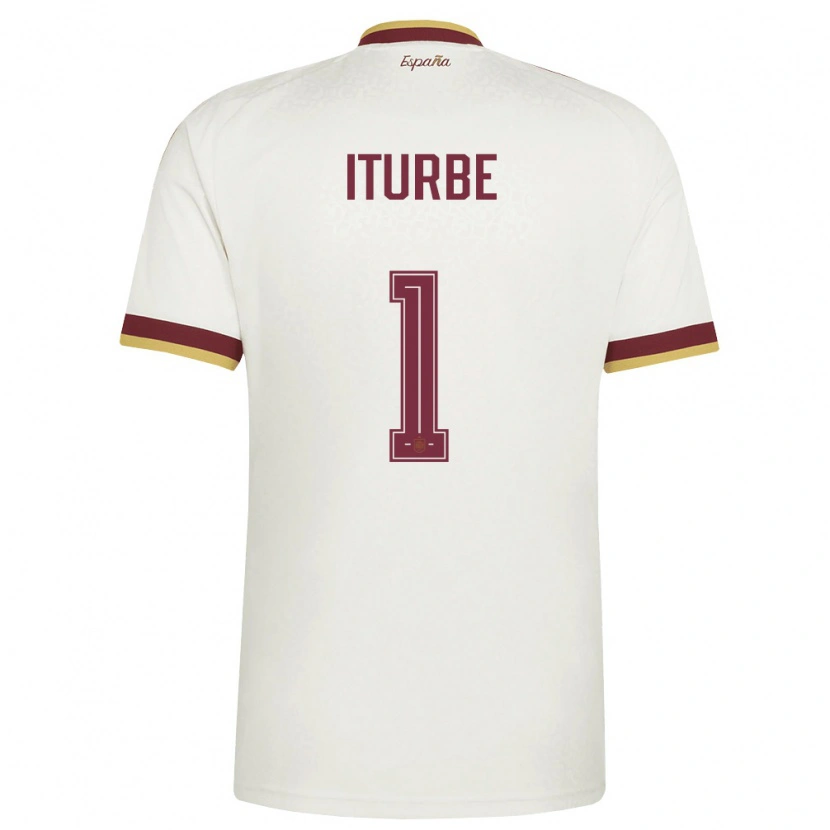 Danxen Men Spain Alejandro Iturbe #1 Off-White Burgundy Away Jersey 26-28 T-Shirt