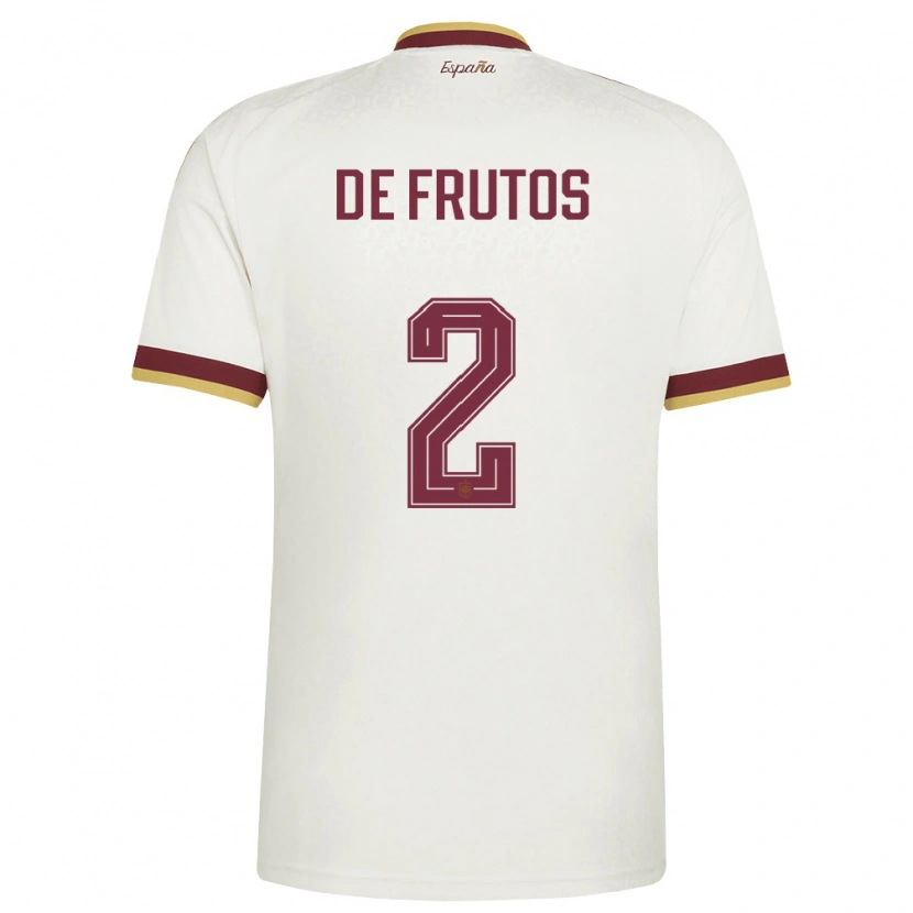 Danxen Men Spain Jorge De Frutos #2 Off-White Burgundy Away Jersey 26-28 T-Shirt