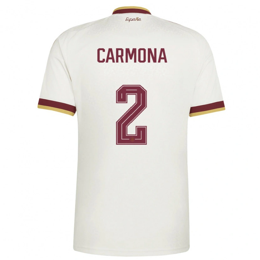 Danxen Men Spain José Ángel Carmona #2 Off-White Burgundy Away Jersey 26-28 T-Shirt