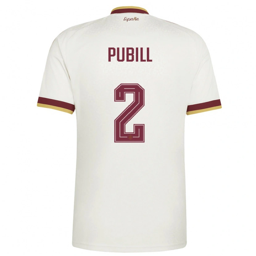 Danxen Men Spain Marc Pubill #2 Off-White Burgundy Away Jersey 26-28 T-Shirt