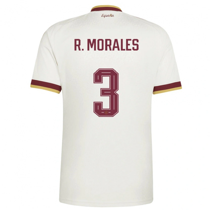 Danxen Men Spain Rubén Muñoz De Morales #3 Off-White Burgundy Away Jersey 26-28 T-Shirt