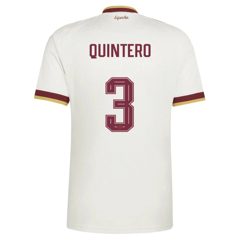 Danxen Men Spain Iker Quintero #3 Off-White Burgundy Away Jersey 26-28 T-Shirt