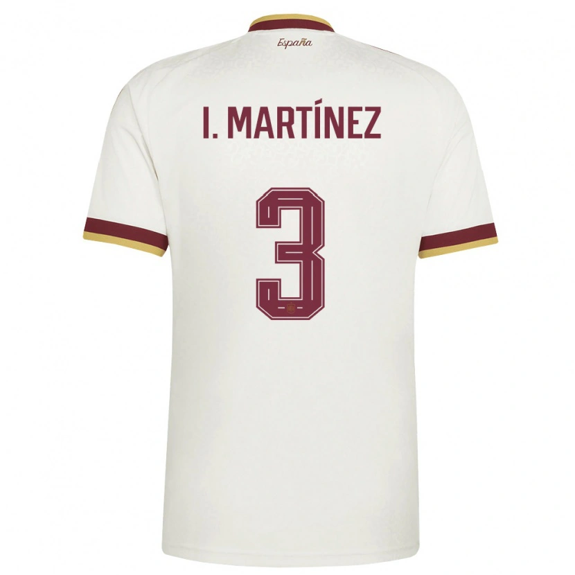 Danxen Men Spain Inigo Martinez #3 Off-White Burgundy Away Jersey 26-28 T-Shirt
