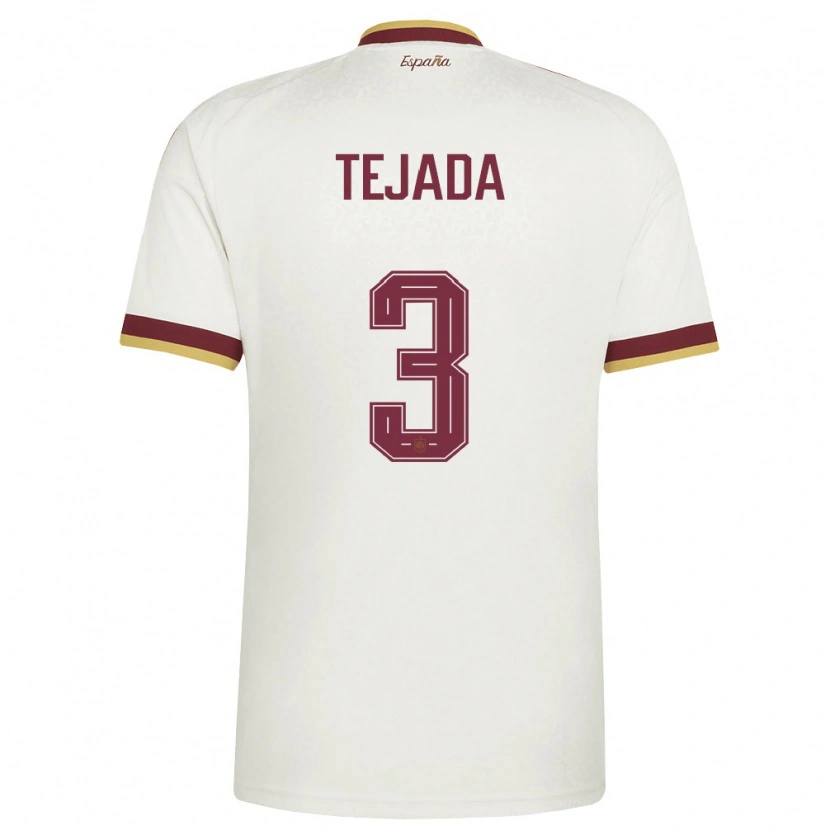 Danxen Men Spain Ana Tejada #3 Off-White Burgundy Away Jersey 26-28 T-Shirt