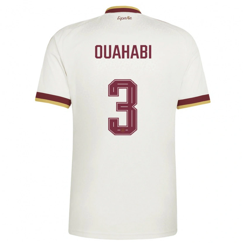 Danxen Men Spain Leila Ouahabi #3 Off-White Burgundy Away Jersey 26-28 T-Shirt