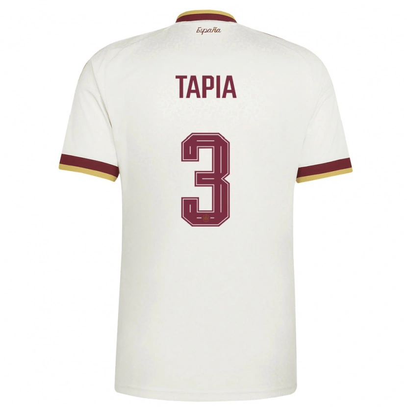 Danxen Men Spain Unai Tapia #3 Off-White Burgundy Away Jersey 26-28 T-Shirt