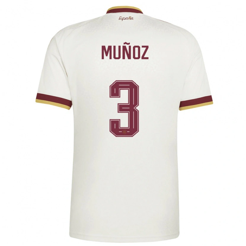 Danxen Men Spain Dani Muñoz #3 Off-White Burgundy Away Jersey 26-28 T-Shirt