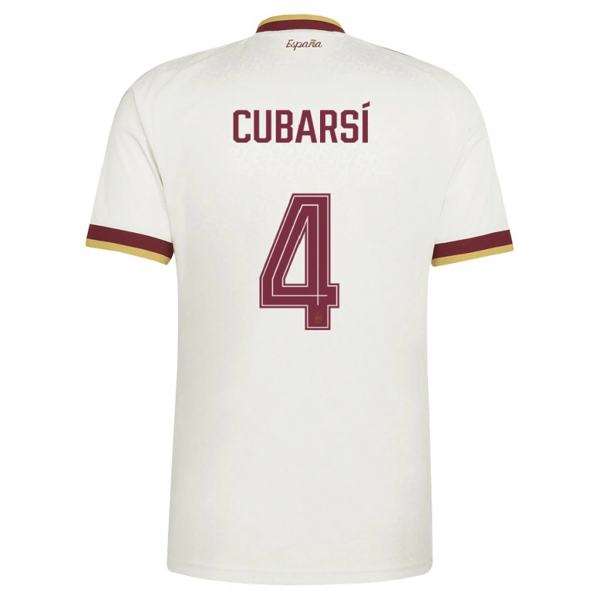 Danxen Men Spain Pau Cubarsí #4 Off-White Burgundy Away Jersey 26-28 T-Shirt