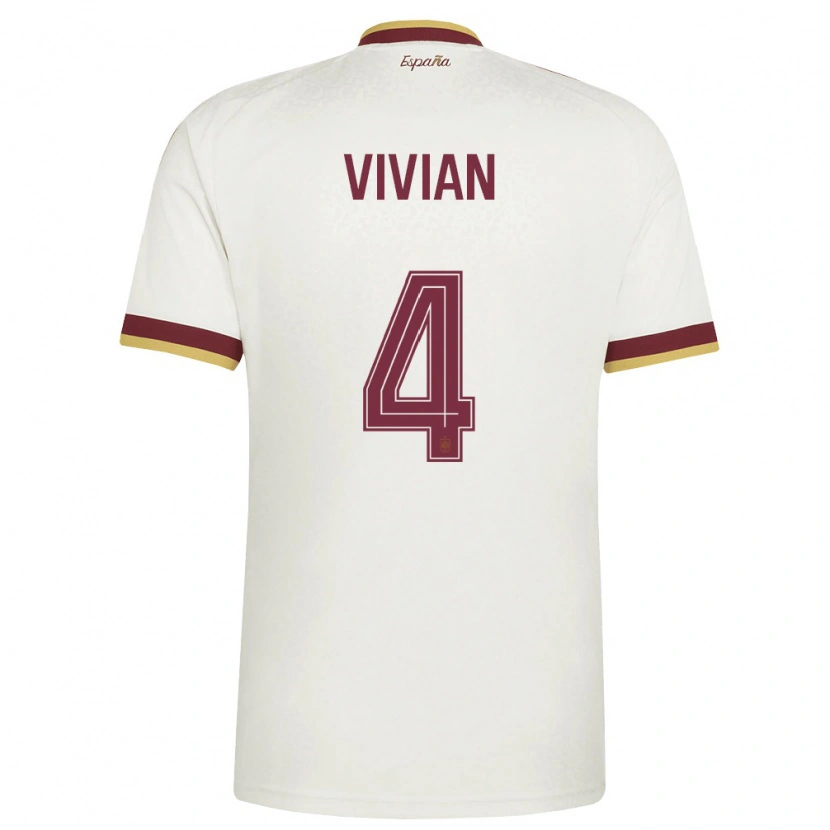 Danxen Men Spain Dani Vivian #4 Off-White Burgundy Away Jersey 26-28 T-Shirt