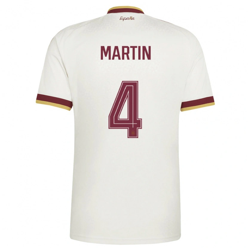 Danxen Men Spain Jon Martín #4 Off-White Burgundy Away Jersey 26-28 T-Shirt