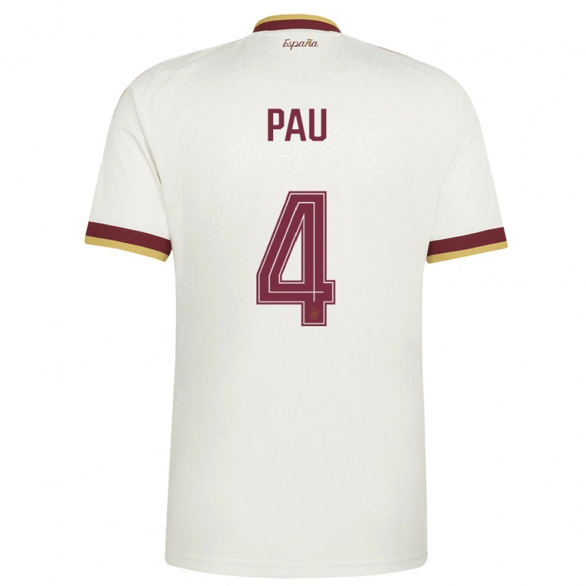Danxen Men Spain Pau Torres #4 Off-White Burgundy Away Jersey 26-28 T-Shirt