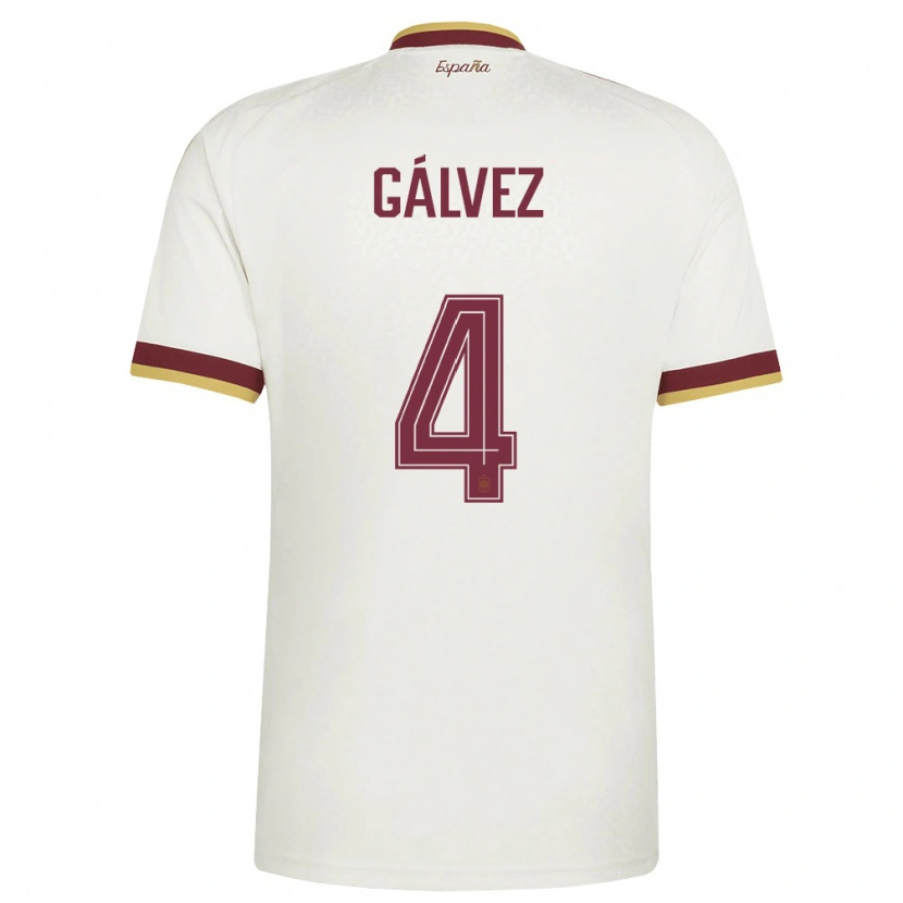 Danxen Men Spain Rocio Galvez #4 Off-White Burgundy Away Jersey 26-28 T-Shirt
