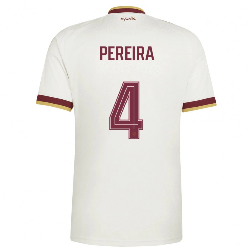 Danxen Men Spain Andrea Pereira #4 Off-White Burgundy Away Jersey 26-28 T-Shirt
