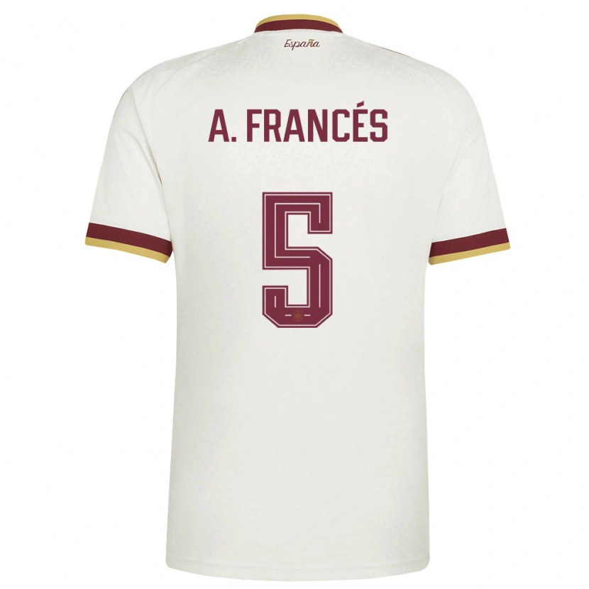 Danxen Men Spain Alejandro Francés #5 Off-White Burgundy Away Jersey 26-28 T-Shirt