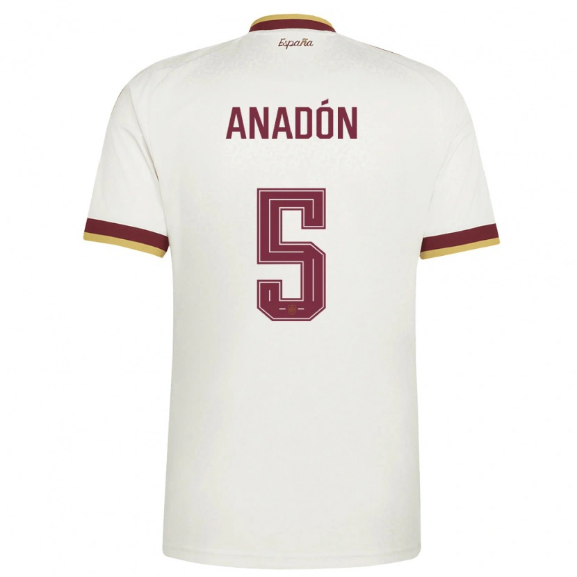 Danxen Men Spain Guillermo Anadón #5 Off-White Burgundy Away Jersey 26-28 T-Shirt