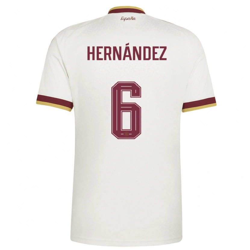Danxen Men Spain Gerard Hernandez #6 Off-White Burgundy Away Jersey 26-28 T-Shirt