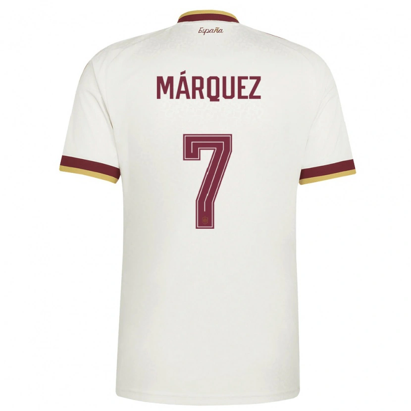 Danxen Men Spain Rosa Marquez #7 Off-White Burgundy Away Jersey 26-28 T-Shirt