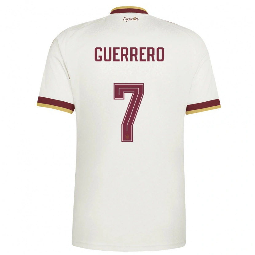 Danxen Men Spain Irene Guerrero #7 Off-White Burgundy Away Jersey 26-28 T-Shirt