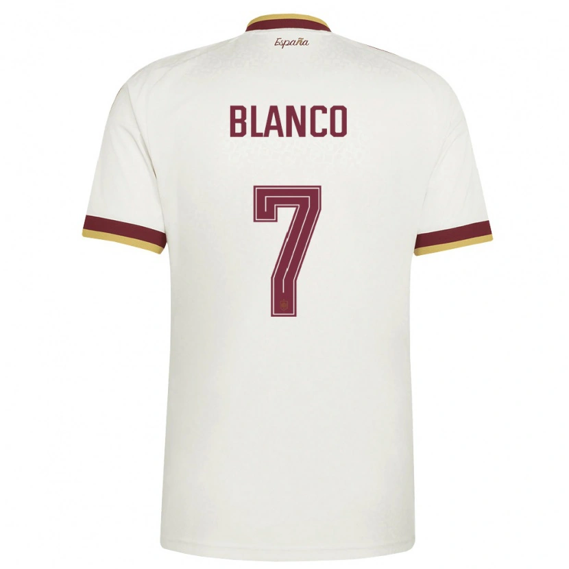 Danxen Men Spain Fabio Blanco #7 Off-White Burgundy Away Jersey 26-28 T-Shirt