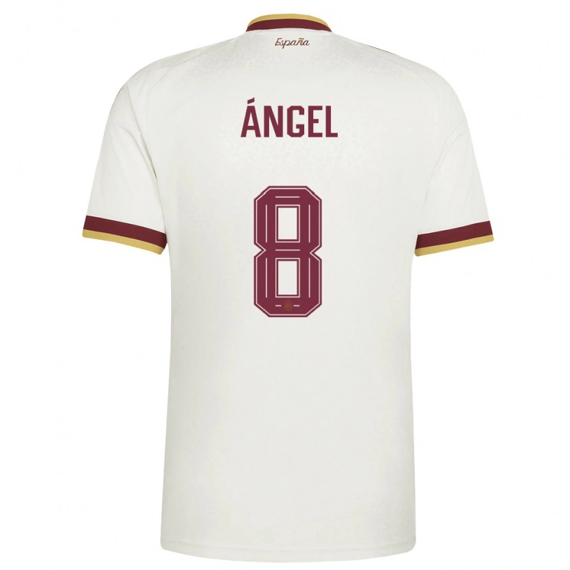 Danxen Men Spain Manuel Angel #8 Off-White Burgundy Away Jersey 26-28 T-Shirt