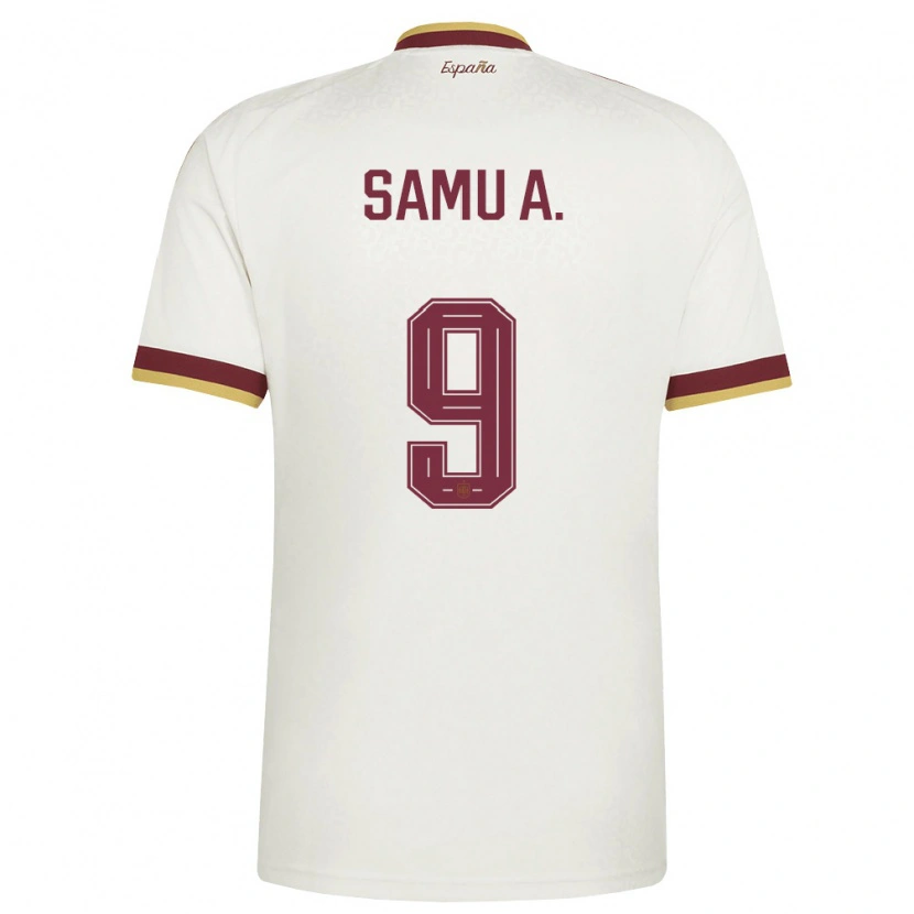 Danxen Men Spain Samu Aghehowa #9 Off-White Burgundy Away Jersey 26-28 T-Shirt