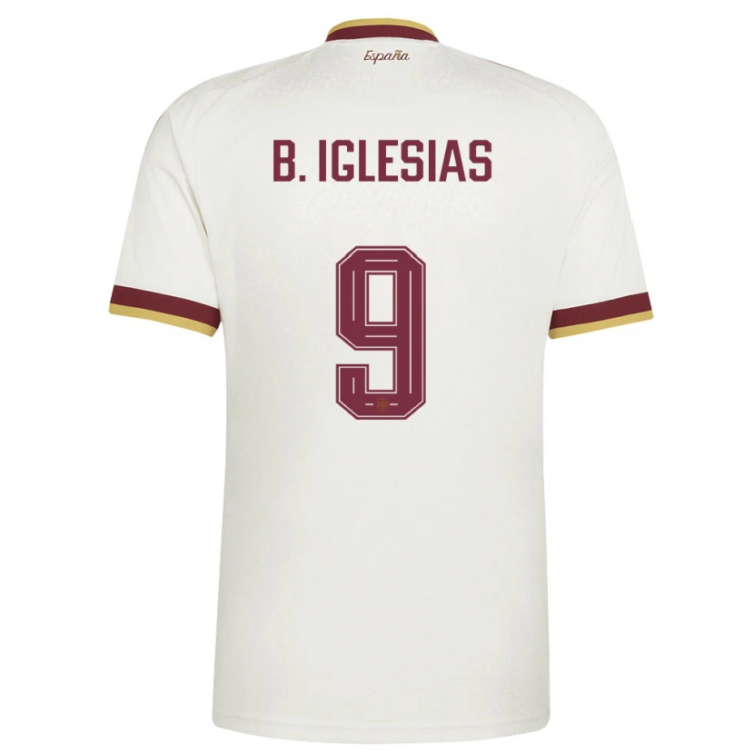 Danxen Men Spain Borja Iglesias #9 Off-White Burgundy Away Jersey 26-28 T-Shirt
