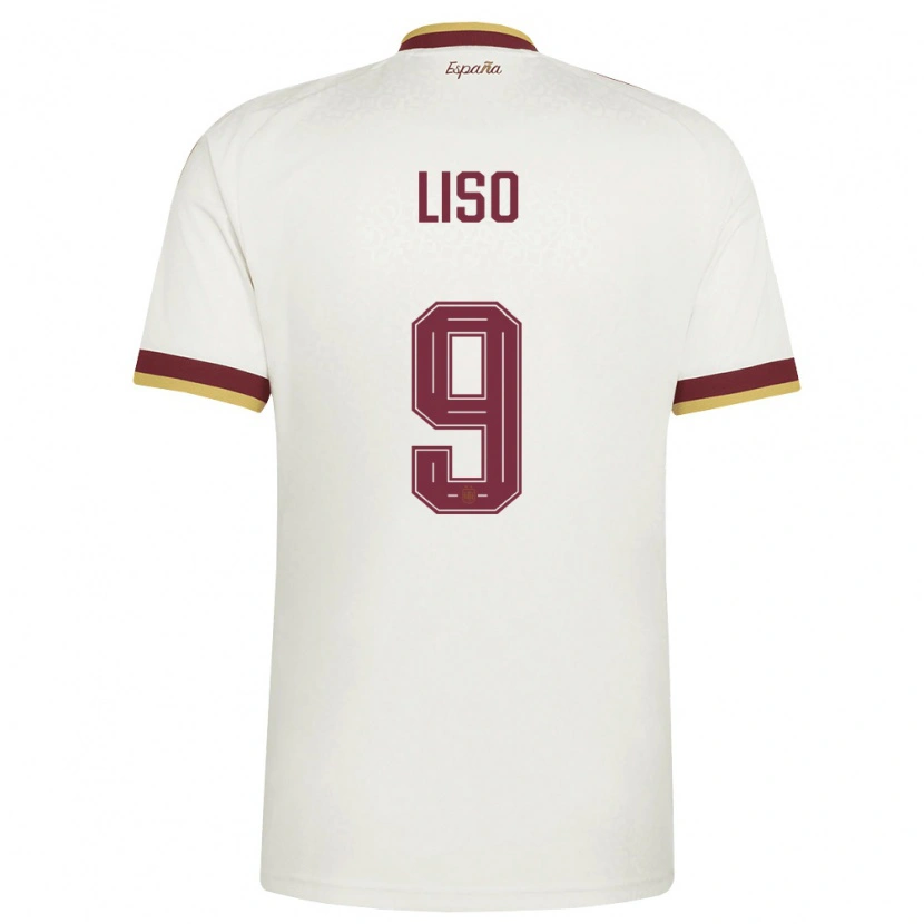 Danxen Men Spain Adrián Liso #9 Off-White Burgundy Away Jersey 26-28 T-Shirt