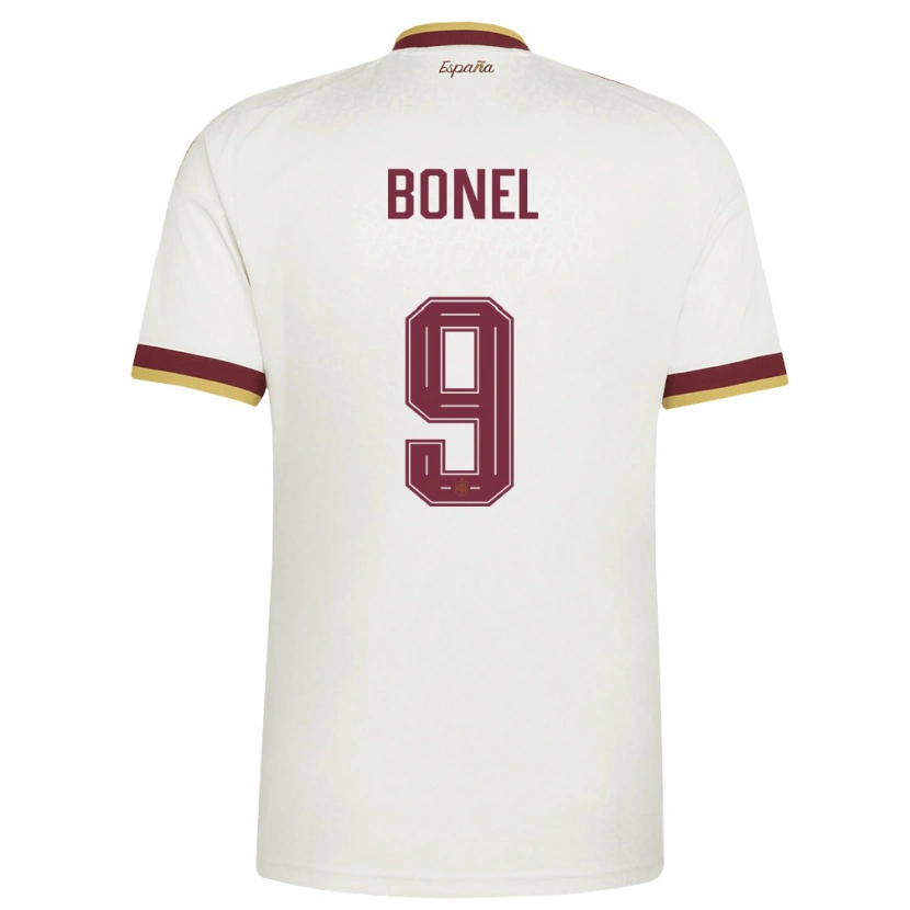 Danxen Men Spain Asier Bonel #9 Off-White Burgundy Away Jersey 26-28 T-Shirt